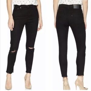 Women's Levi’s Wedgie Skinny Black Jeans Sz 29 Distressed ripped knee EUC